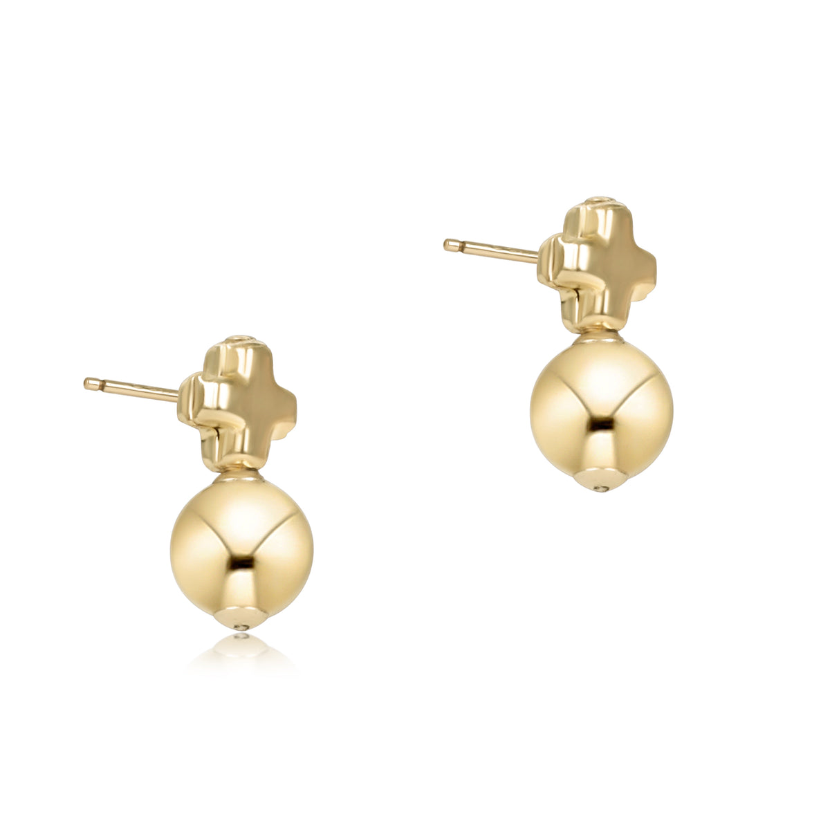 enewton Signature Cross Small Gold Stud Earrings in Classic Gold pair shown on white