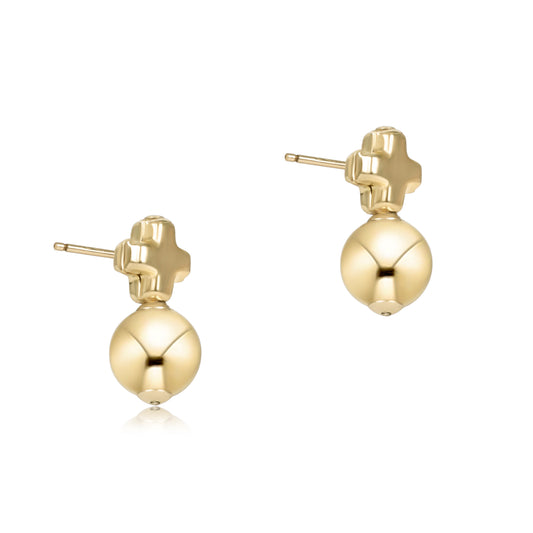 enewton Signature Cross Small Gold Stud Earrings in Classic Gold pair shown on white