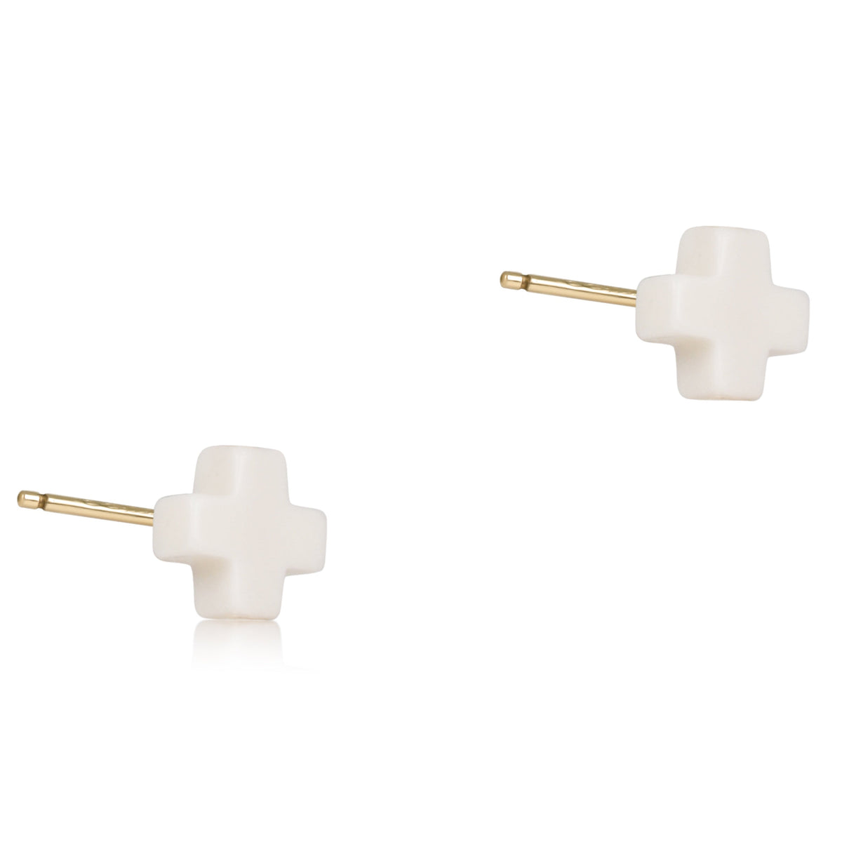 enewton Signature Cross Small Stud Earrings in Off-White pair shown on white