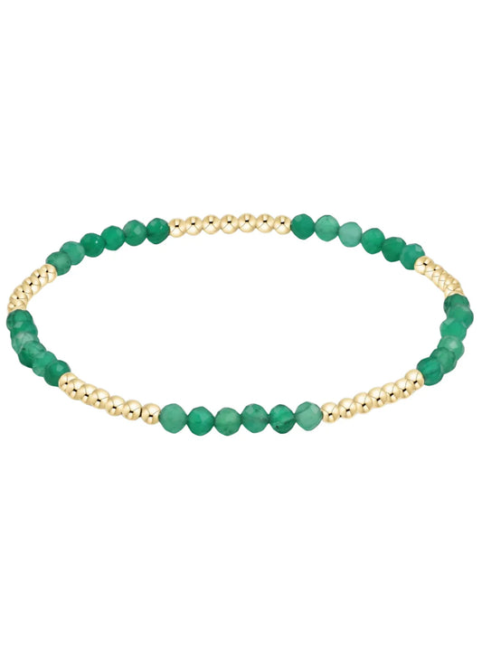 Classic Blissful Pattern 2.5mm Bead Bracelet - Green Onyx