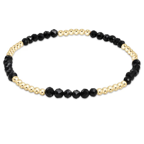 Classic Blissful Pattern 2.5mm Bead Bracelet - Faceted Onyx