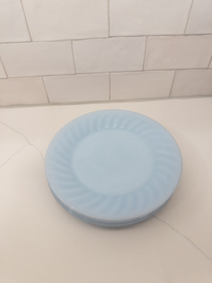 S/4, Vintage Fire King Azurite Delphite 7 1/2" Swirl Plates