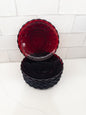 S/9, Vintage Bubble Ruby Red Tea Cup Saucers