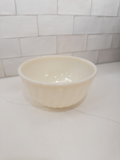 Vintage Fire King 7" Ivory Swirl Pattern Milk Glass Mixing Bowl