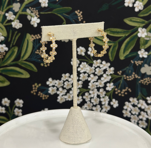 Gold Flower Hoop Earrings