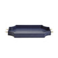 Regency Decorative Navy Rectangle Tray with Scallop Sides and Gold Accent Acrylic Handles