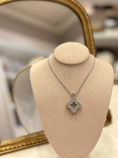 Silver Pave Clover Adjustable Necklace