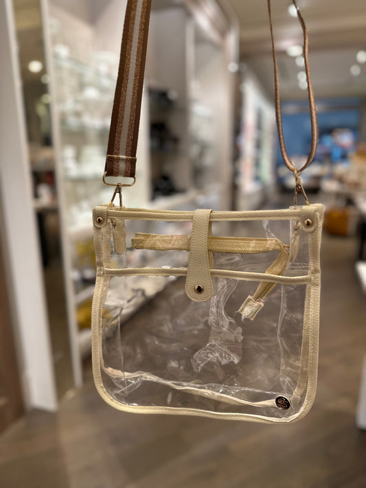 Clear & Ivory Piped Satchel