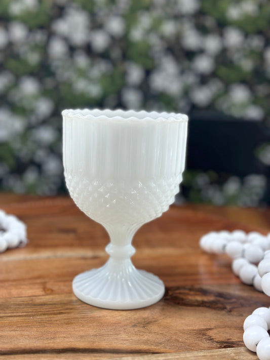 Vintage White Milk Glass Pedestal Goblet/Planter