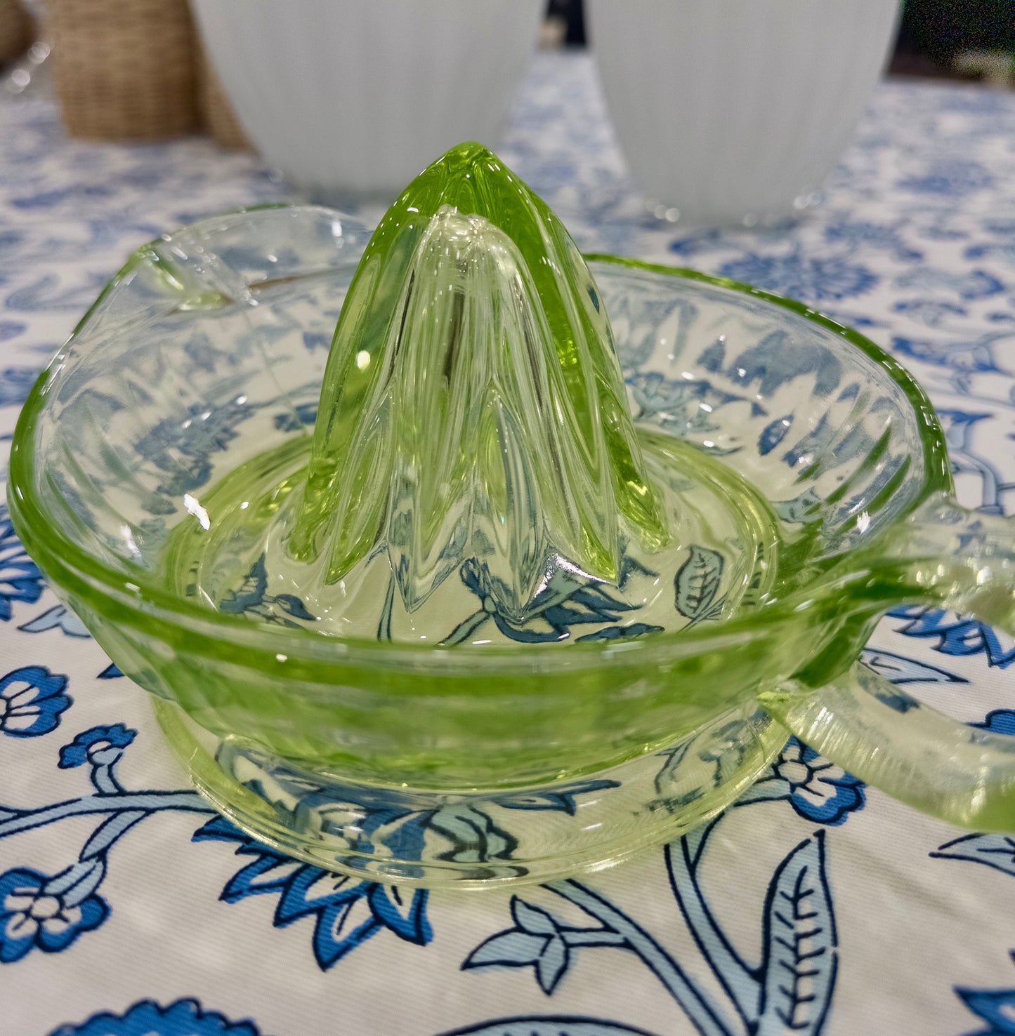 Vintage Vaseline Glass Citrus Juicer