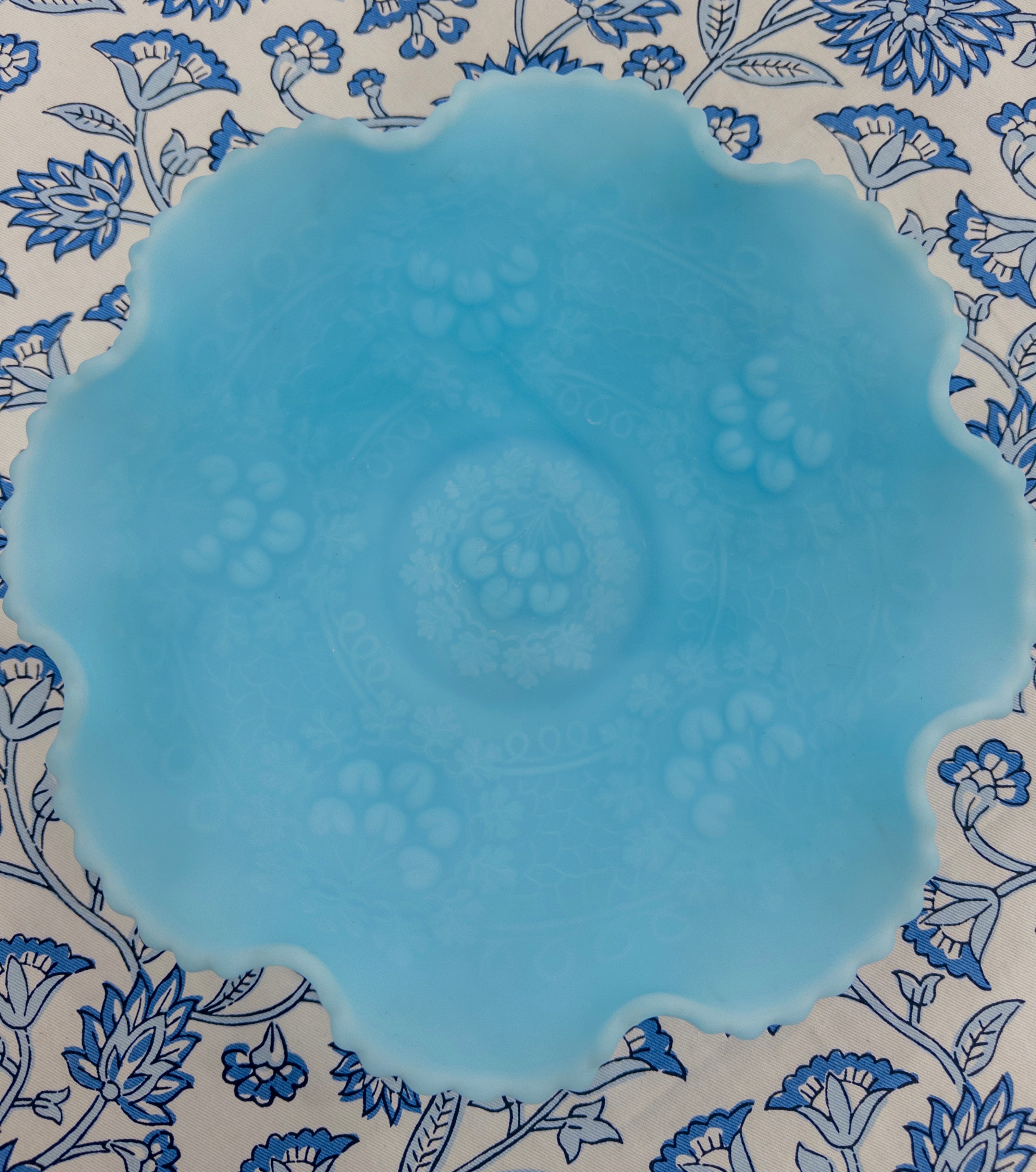 Vintage Fenton Blue Satin Cherry Bowl - Thumbnail 2