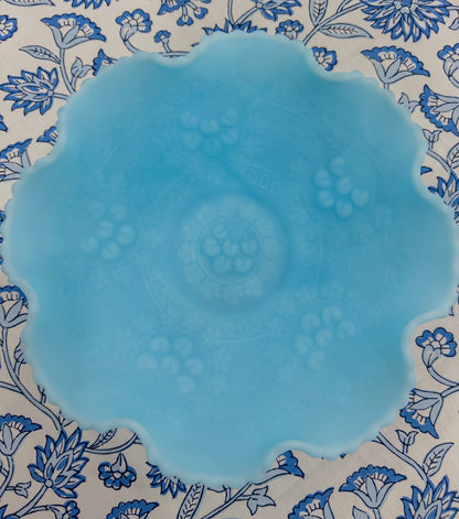 Vintage Fenton Blue Satin Cherry Bowl