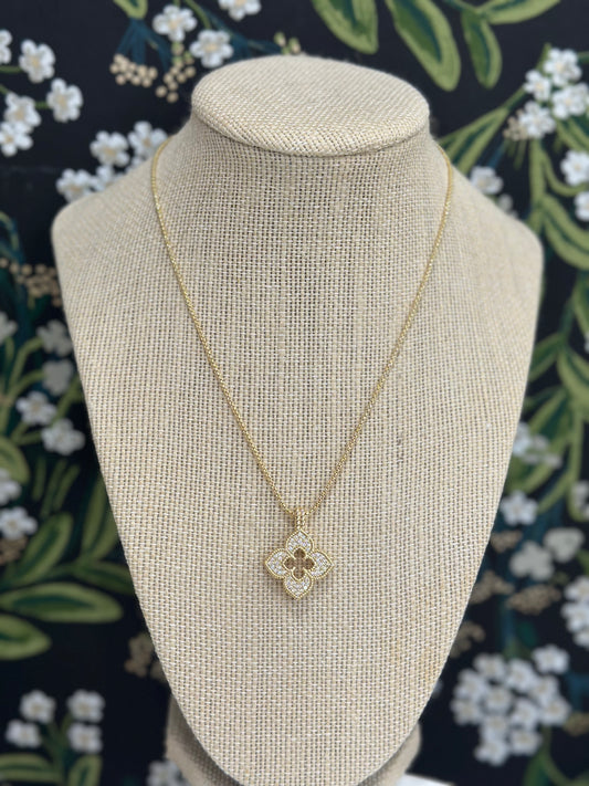 Gold Pave Clover Adjustable Necklace