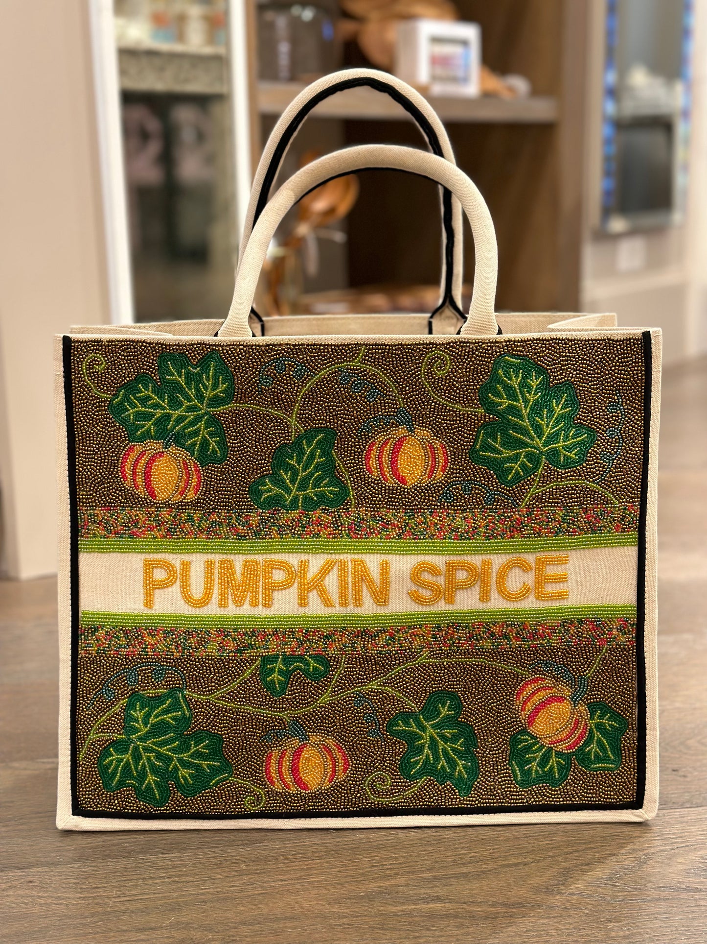 Pumpkin Spice Lover Large Beaded Tote