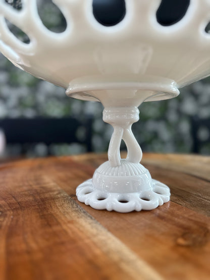 Vintage Westmoreland Doric Pedestal Compote Milk Glass