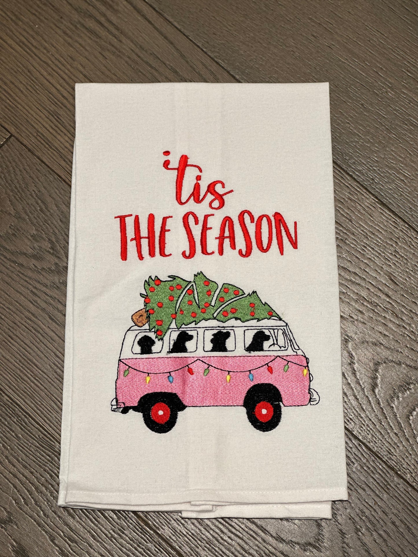 Embroidered Christmas Tea Towels