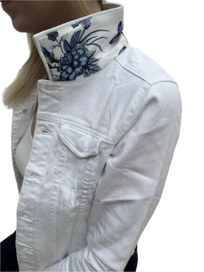 White Denim Jacket / Adore Blue Butterfly