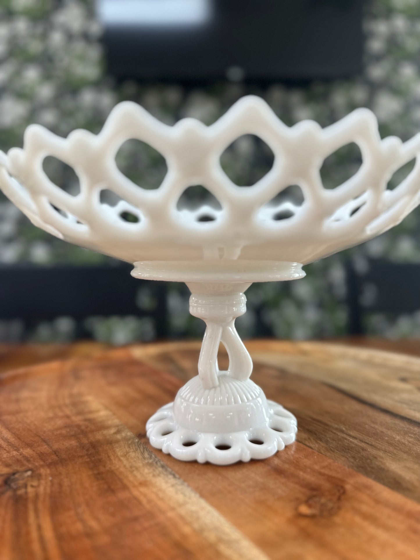 Vintage Westmoreland Doric Pedestal Compote Milk Glass