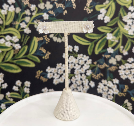 White Flower Stud Earring