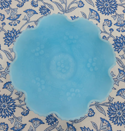 Vintage Fenton Blue Satin Cherry Bowl