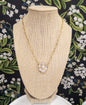 Pave + Pearl Gold Flower Paperclip Necklace