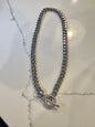 Silver Curb Link & CZ Toggle Lock Necklace