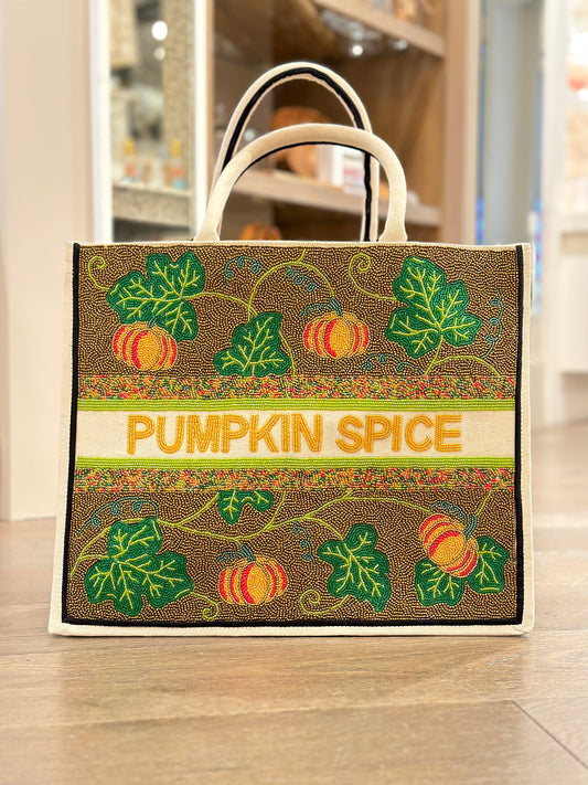 Pumpkin Spice Lover Large Beaded Tote