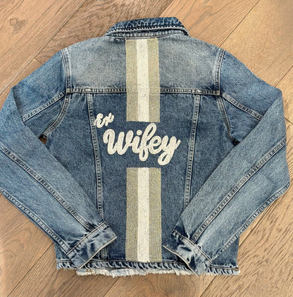 EX Wifey W/ White & Silver Stripe Denim Jacket