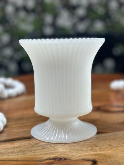 Vintage E.O. Brody Co. Ribbed Milk Glass Vase