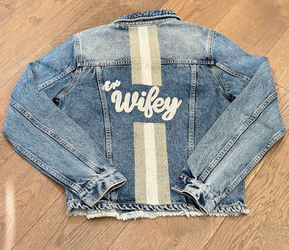 EX Wifey W/ White & Silver Stripe Denim Jacket