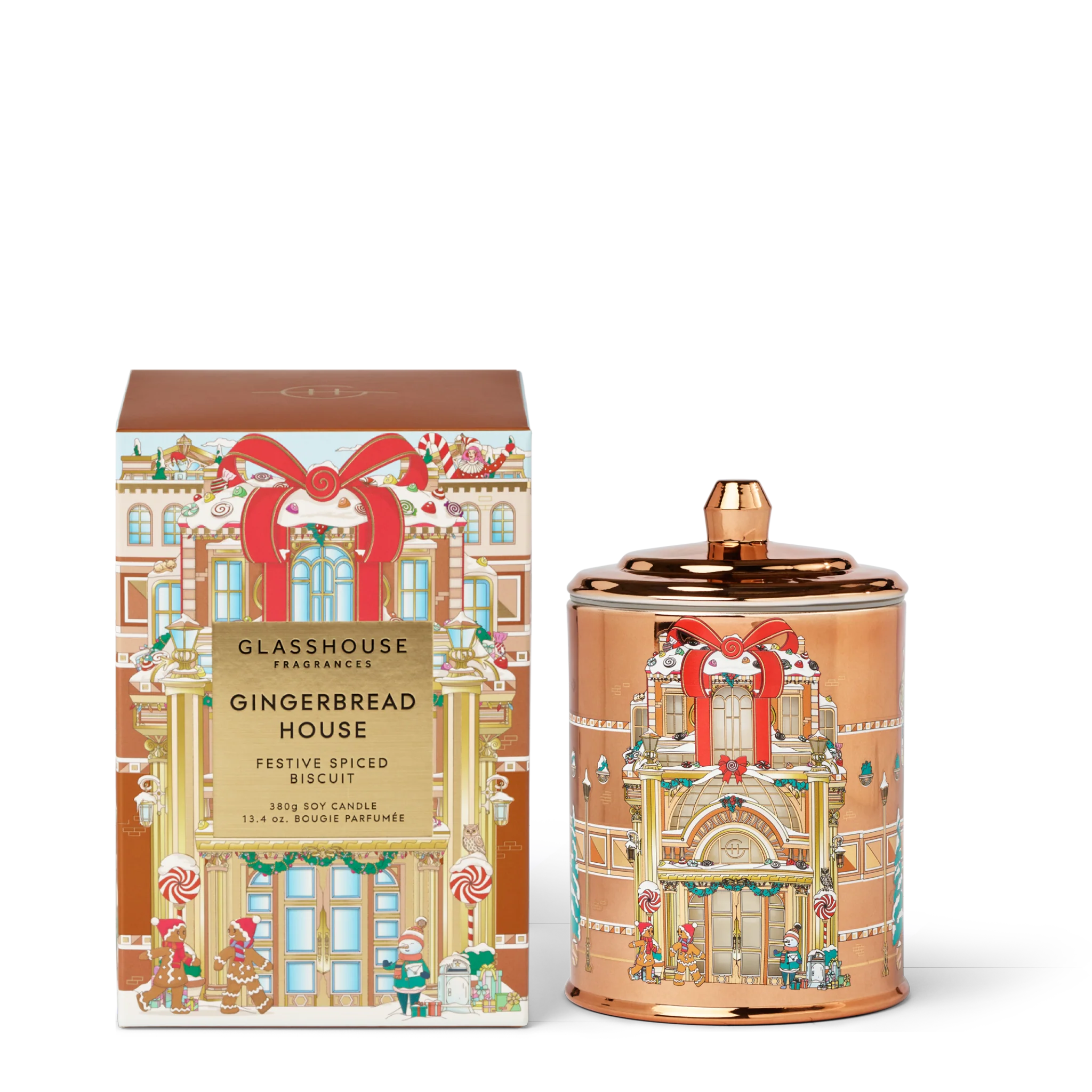 Glasshouse Gingerbread House Festive Spiced Biscuit Candle