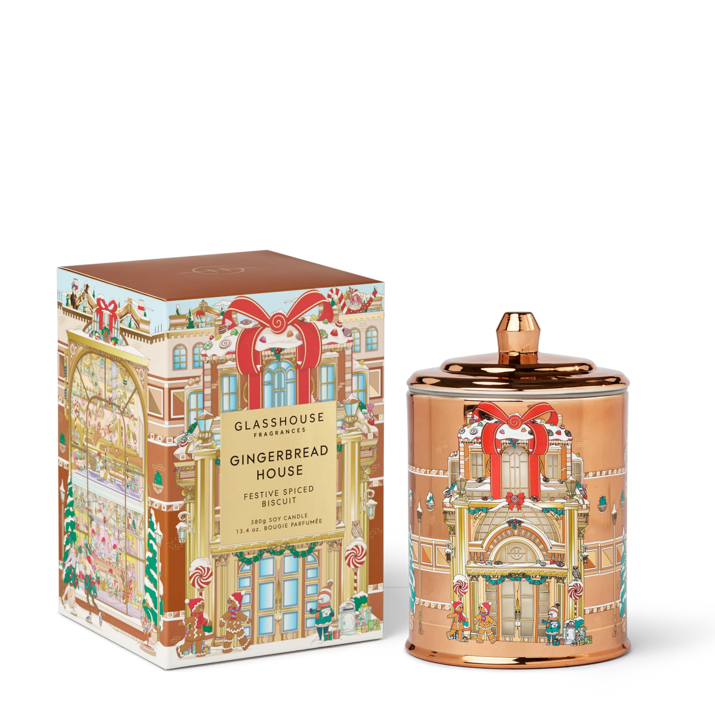 Glasshouse Gingerbread House Festive Spiced Biscuit Candle, 13.4 oz