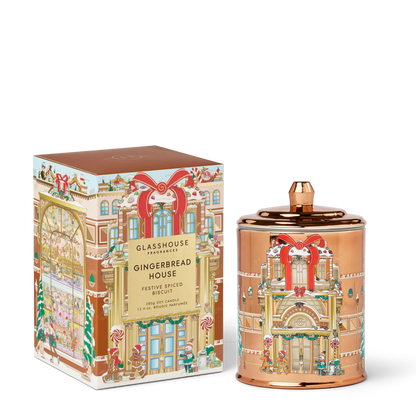 Glasshouse Gingerbread House Festive Spiced Biscuit Candle, 13.4 oz