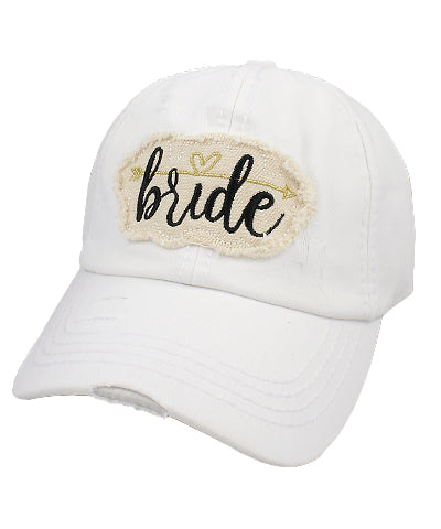 BRIDE Embroidery Patch White Baseball Hat