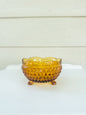 Vintage Amber Diamond Point Three-Footed Dish
