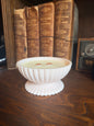 Vintage Jeannette Shell Pink Milk Glass Fluted Pedestal Bowl, w 12oz Candle