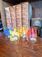 S/4 Vintage Fruit Tumblers w/ Fruit and Leaf