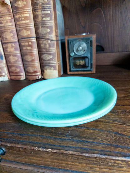 S/2 Vintage Fire-King Jane Ray Jadeite 9 1/8″ Dinner Plate