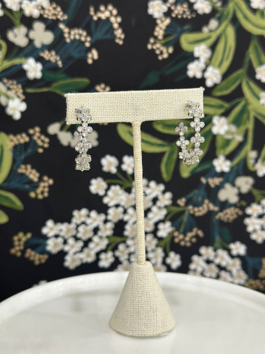 Silver Flower Hoop Earrings