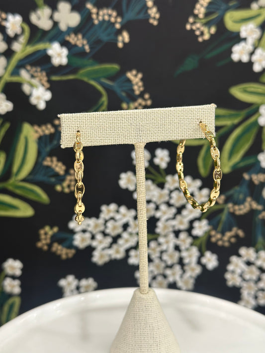 Gold Chain Link Hoop Earring