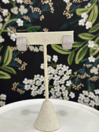 Chunky Silver Pave Large Huggie Earring