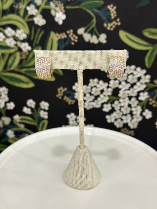 Chunky Gold Pave Large Huggie Earring