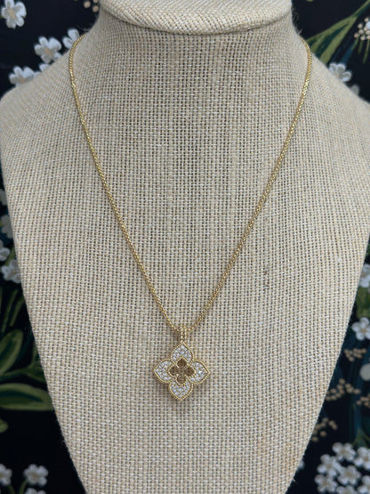 Gold Pave Clover Adjustable Necklace