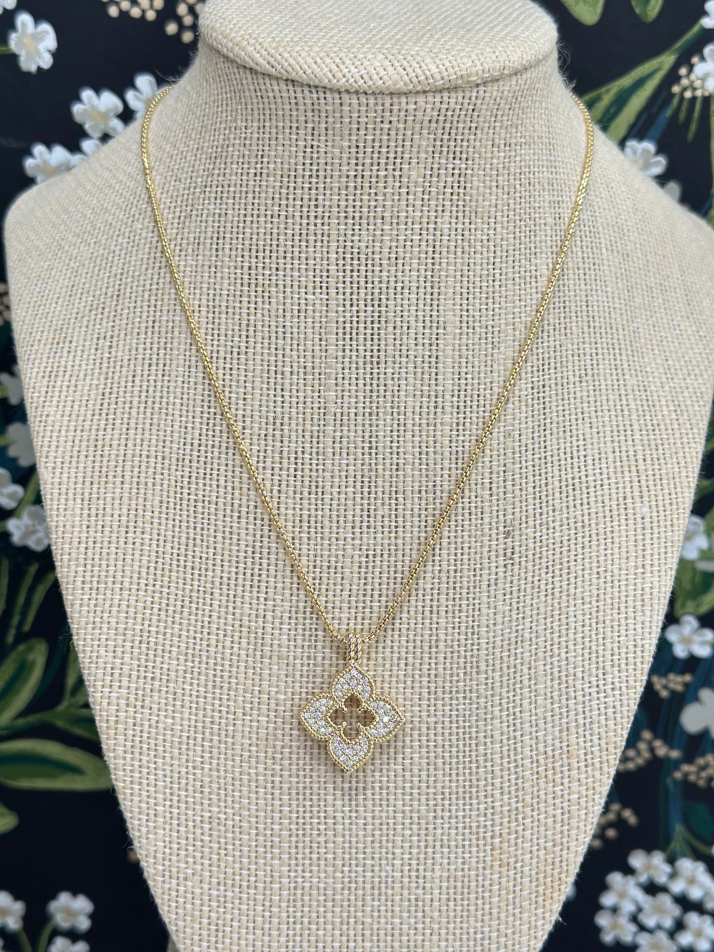 Gold Pave Clover Adjustable Necklace