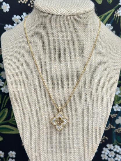 Gold Pave Clover Adjustable Necklace