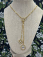 Middle Gold Toggle Clover + Evil Eye Necklace