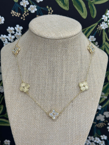 Gold Clover + Pave Clover Necklace