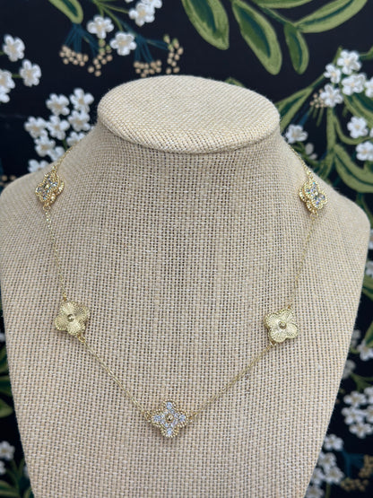 Gold Clover + Pave Clover Necklace
