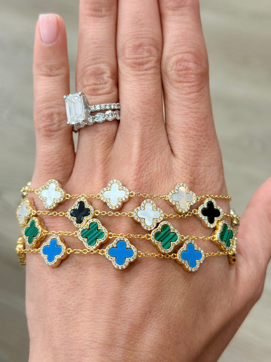 Dainty Gold Clover CZ Bracelet
