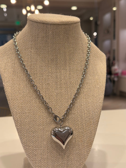Silver Bubble Heart Necklace